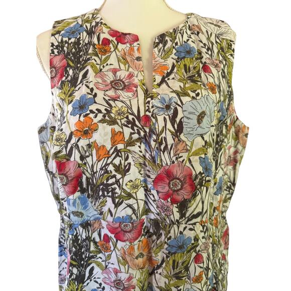 J. Jill Love Linen Floral Wildflower Sleeveless Dress w/ Pockets, large Petite - Picture 4 of 4
